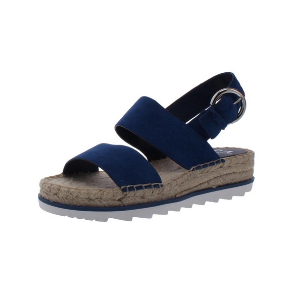 Marc Fisher Womens Sandals 8.5M Blue Suede Espadrilles Platform Phebe Strappy - Picture 1 of 10
